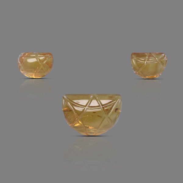Natural Citrine Half Moon Shape Handcrafted Carved Gemstone 3 pcs Set
