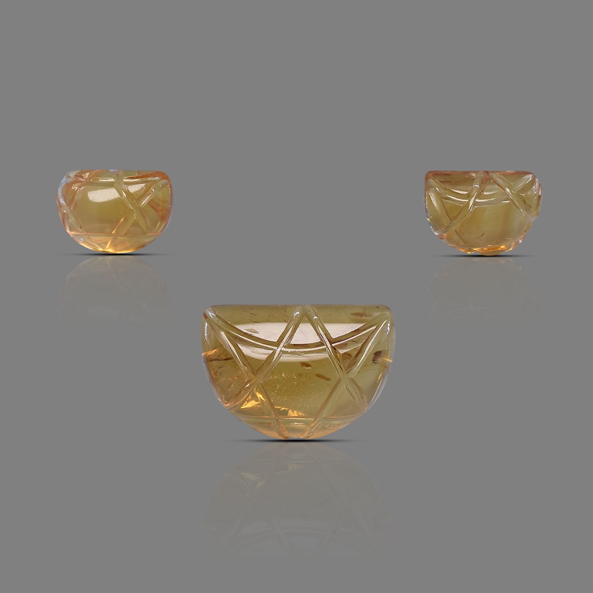 rg-citrin-cup-3pcs-carv-10-1 Natural Citrine Half Moon Shape Handcrafted Carved Gemstone 3 pcs Set - Image 1