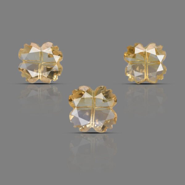 Natural Citrine Hand Made Carved Flower 3 pcs Set