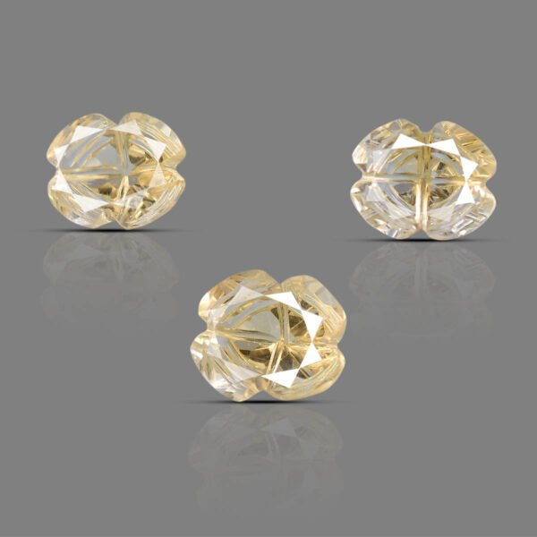 Handcrafted Natural Citrine Carving Loose Gemstone Set - 3 Pieces