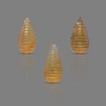 Natural Citrine Beehive Carving Matching Gemstone 3 pcs Set