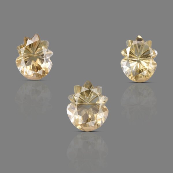 Natural Citrine Handcrafted Snowflake Carved 3 pcs Set