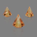 Natural Citrine Trillion Shape Carved Gemstone 3 pcs Set