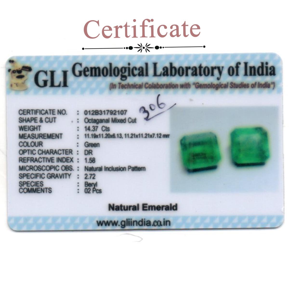 rg-em-306-3-cerftificate 14.37 Carats Emerald ( 15.97 Ratti Panna ) - Image 3