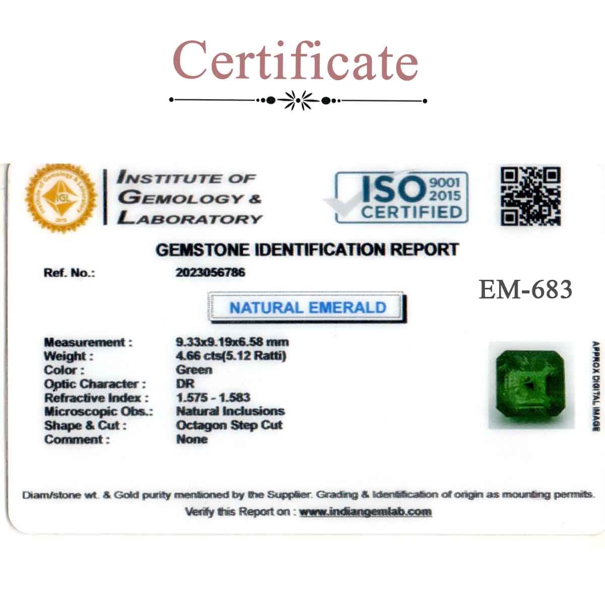 rg-em-683-3 Certificate 4.66 Carats Emerald ( 5.12 Ratti Panna ) - Image 3