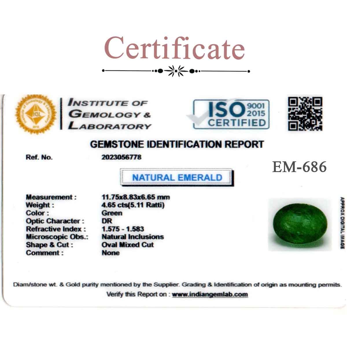 rg-em-686-3 Certificate 4.65 Carats Emerald ( 5.11 Ratti Panna ) - Image 3