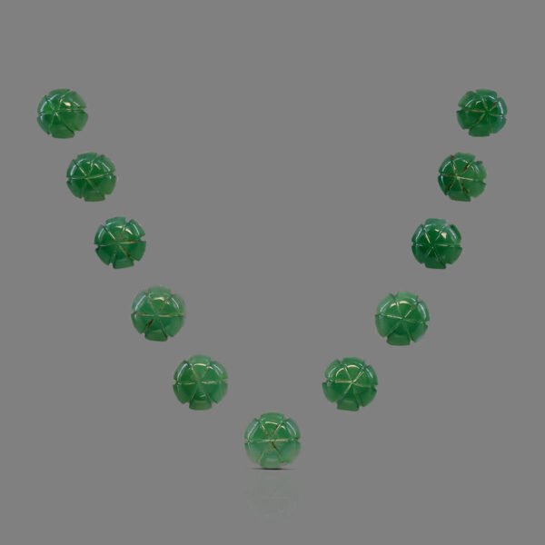 Natural Green Onyx Handcrafted Carved Matching Flower Set