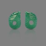 Natural Green Onyx Handcrafted Carved Leaf 2 pcs Set