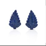 Natural Lapis Lauzli Handcrafted Leaf Carving Pair Set