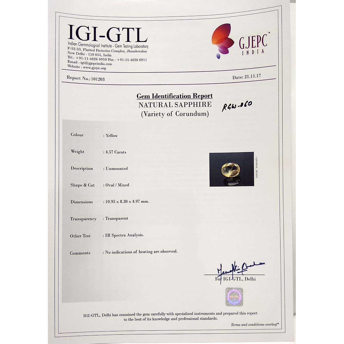 4.57 Carats Yellow Sapphire 5.07 Ratti Pukhraj Rajendra s Gems World Gemstone Dealer in New Delhi