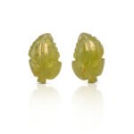 Natural Peridot Handcrafted Leaf Carving 2 pcs Set