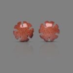 Natural Sun Stone Handcrafted Carving Flower 2 pcs Set