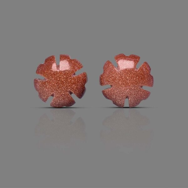 Natural Sun Stone Handcrafted Carving Flower 2 pcs Set