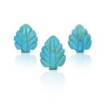 Natural Turquoise (Firoza) Handcrafted Leaf Carving 3 pcs Set