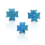 Natural Turquoise (Firoza) Handcrafted Flower Carving 3 pcs Set