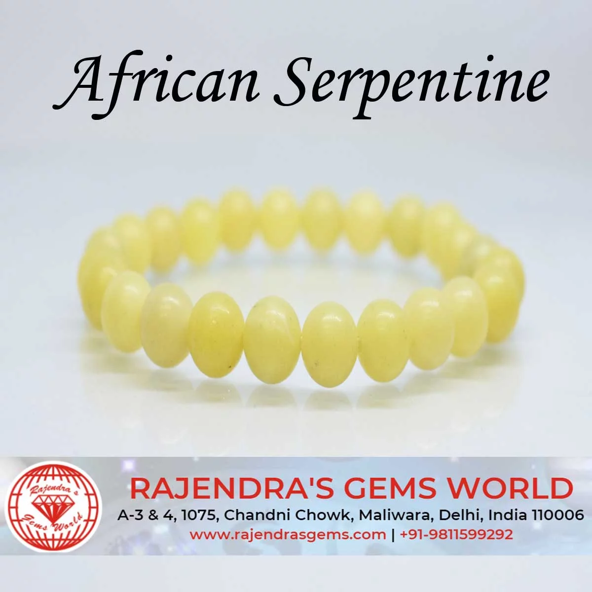 Handmade African Serpentine Gemstone 8mm Healing Bracelet