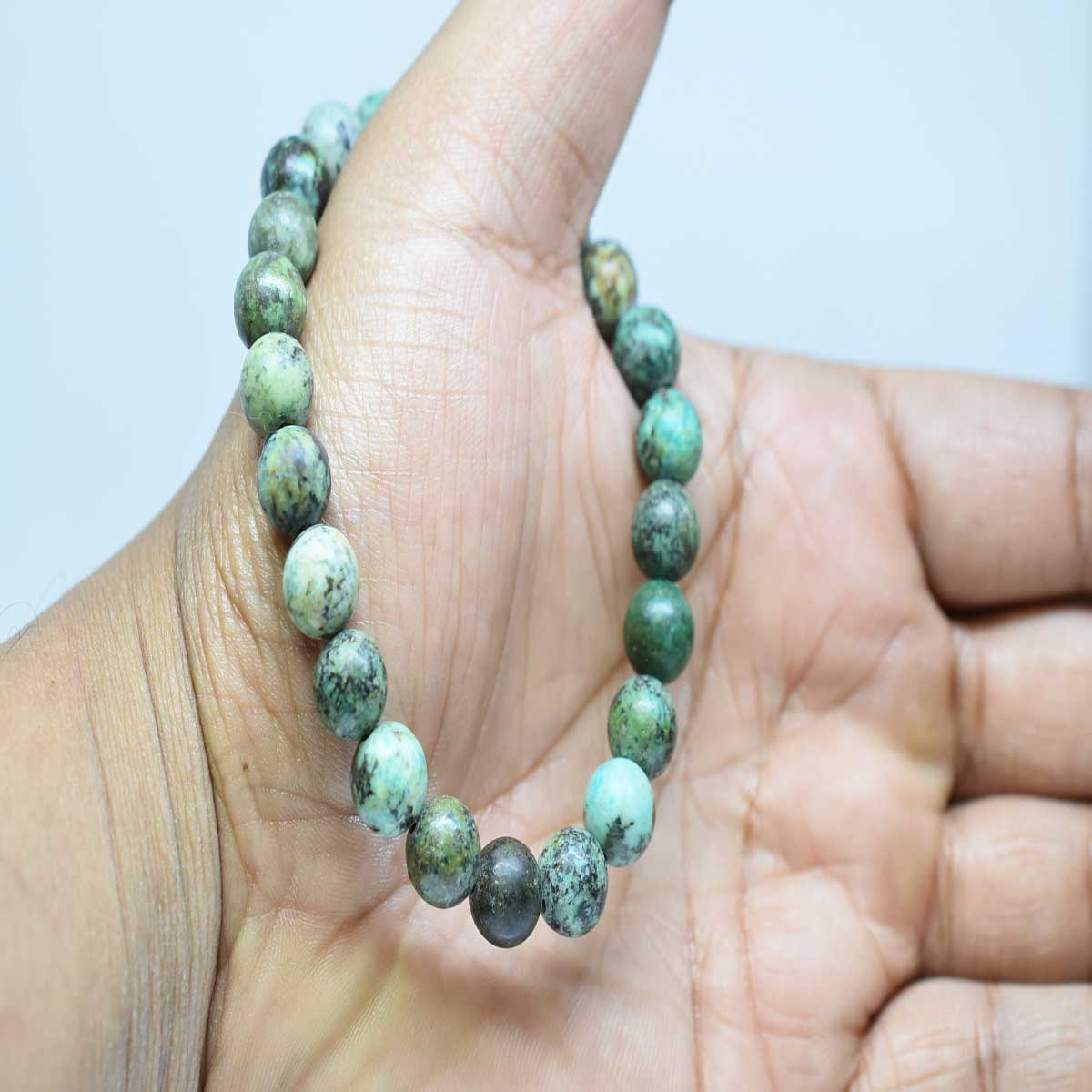 African Turquoise 8mm Gemstone Natural Beaded Unisex Bracelet