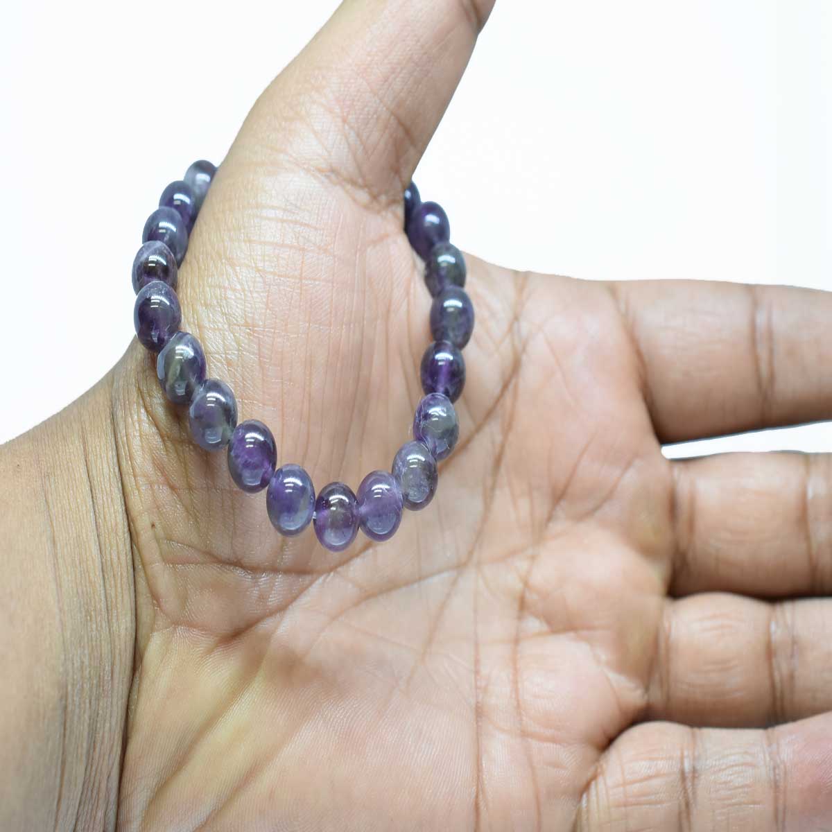 Purplish Blue Amethyst Gemstone Beaded Bracelet For Men & Women