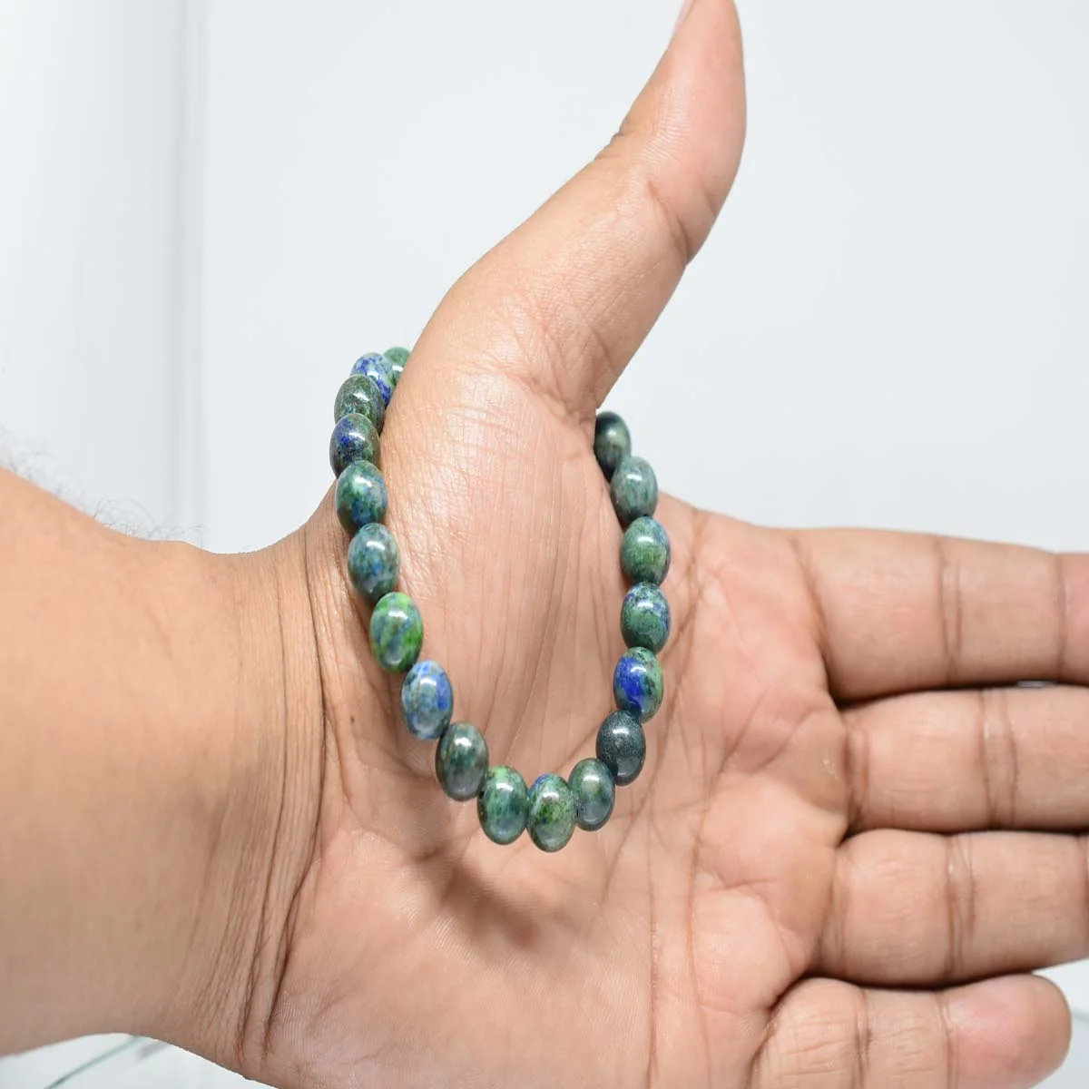 Natural Azurite Round Beads 8mm Gemstone Bracelet For Boys & Girls