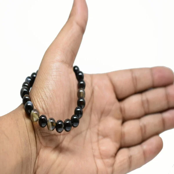 Black Onyx 8mm Gemstone Natural Beaded Unisex Bracelet