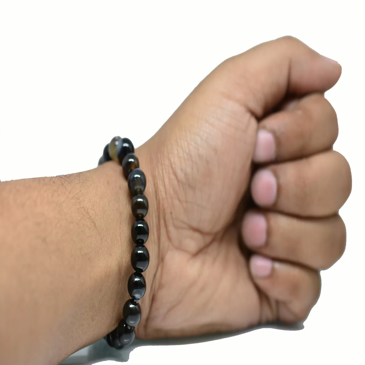 Black Onyx 8mm Gemstone Natural Beaded Unisex Bracelet