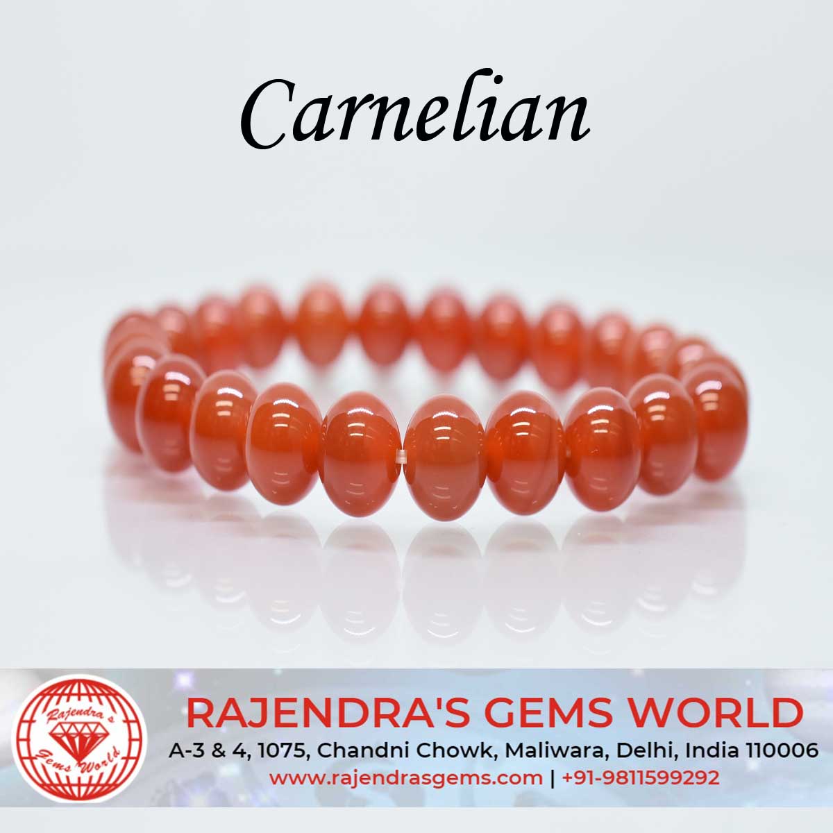 Carnelian Bracelet, Carnelian Gems Bracelet - Rudraksha Ratna