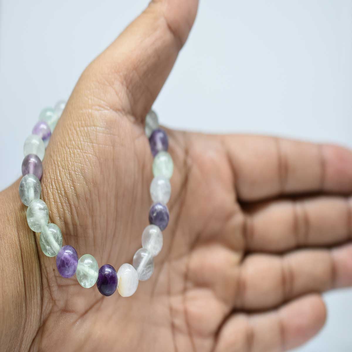 Natural Fluorite Beads Classic Simple Design Stretch Bracelet