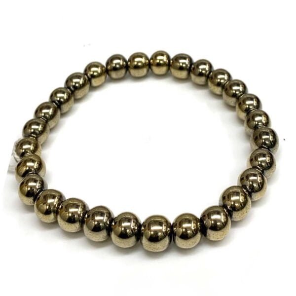 Golden Hematite Round Beads 8mm Stretch Bracelet For Boys & Girls