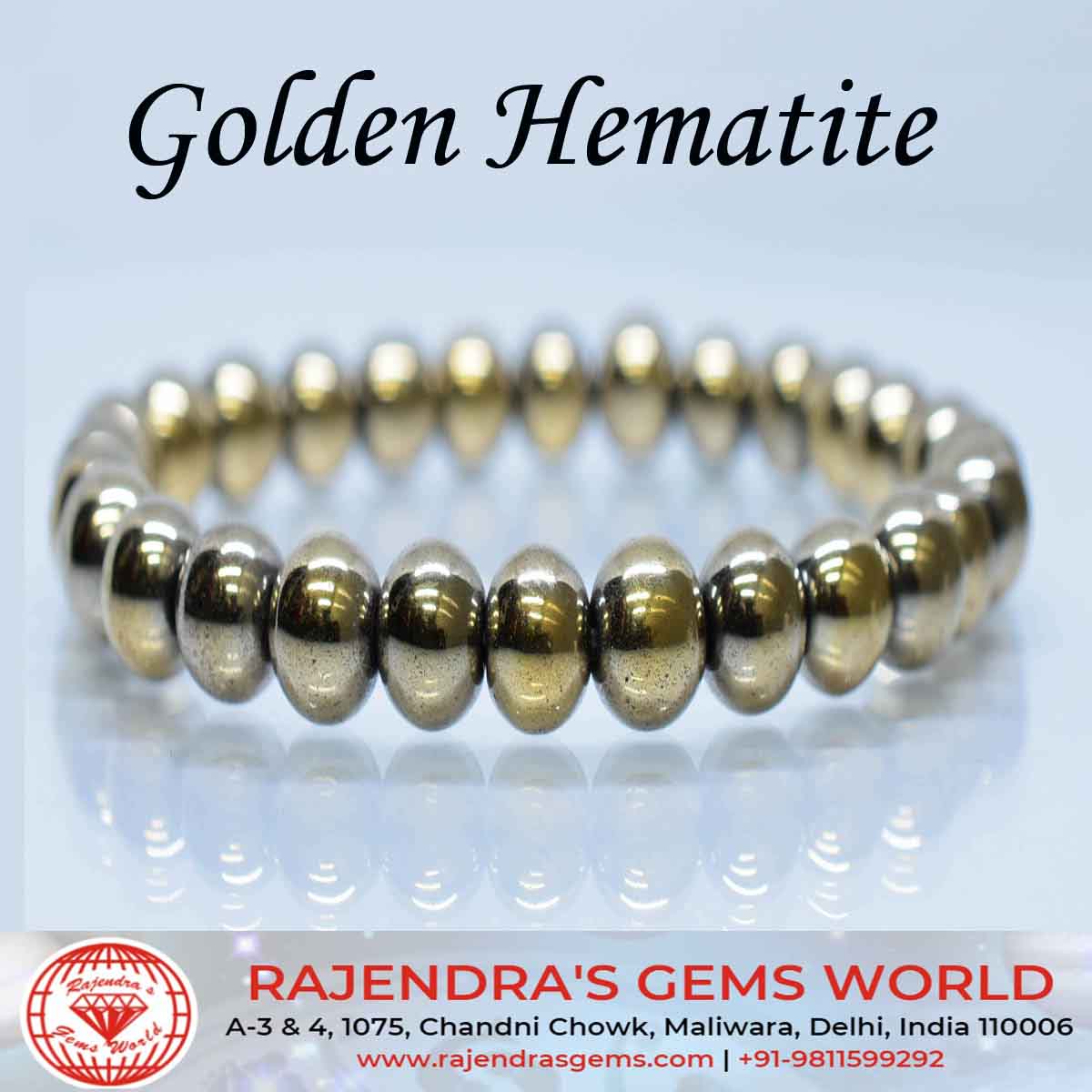 Golden Hematite Round Beads 8mm Stretch Bracelet For Boys & Girls