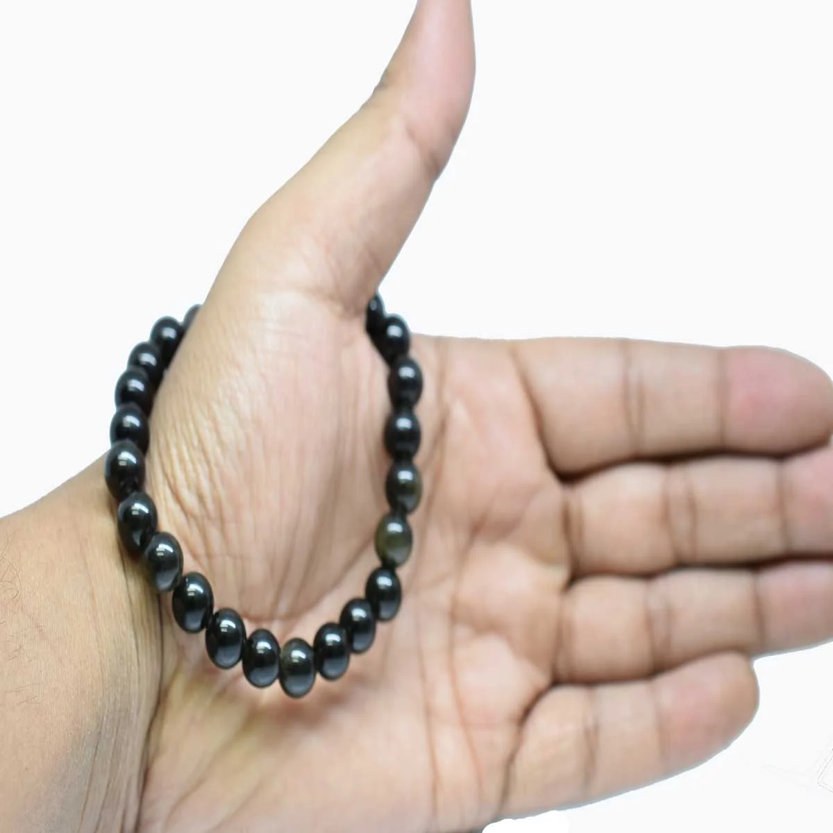 Handmade Golden Obsidian Gemstone 8mm Round Beads Bracelet