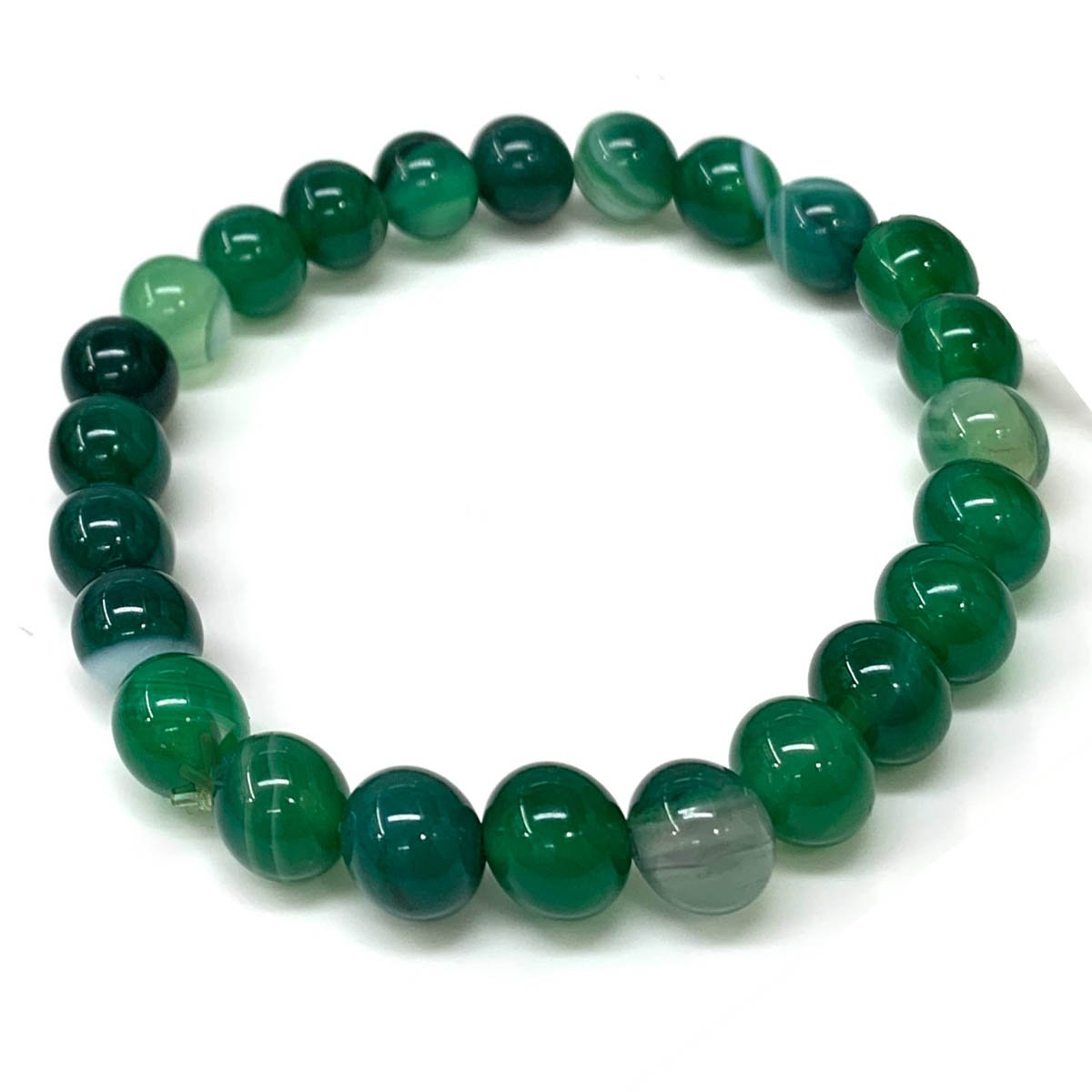 Natural Stone Bracelet - Agate (10MM, Matte, Tibetan, Green Stripe) –  Realia By Jen