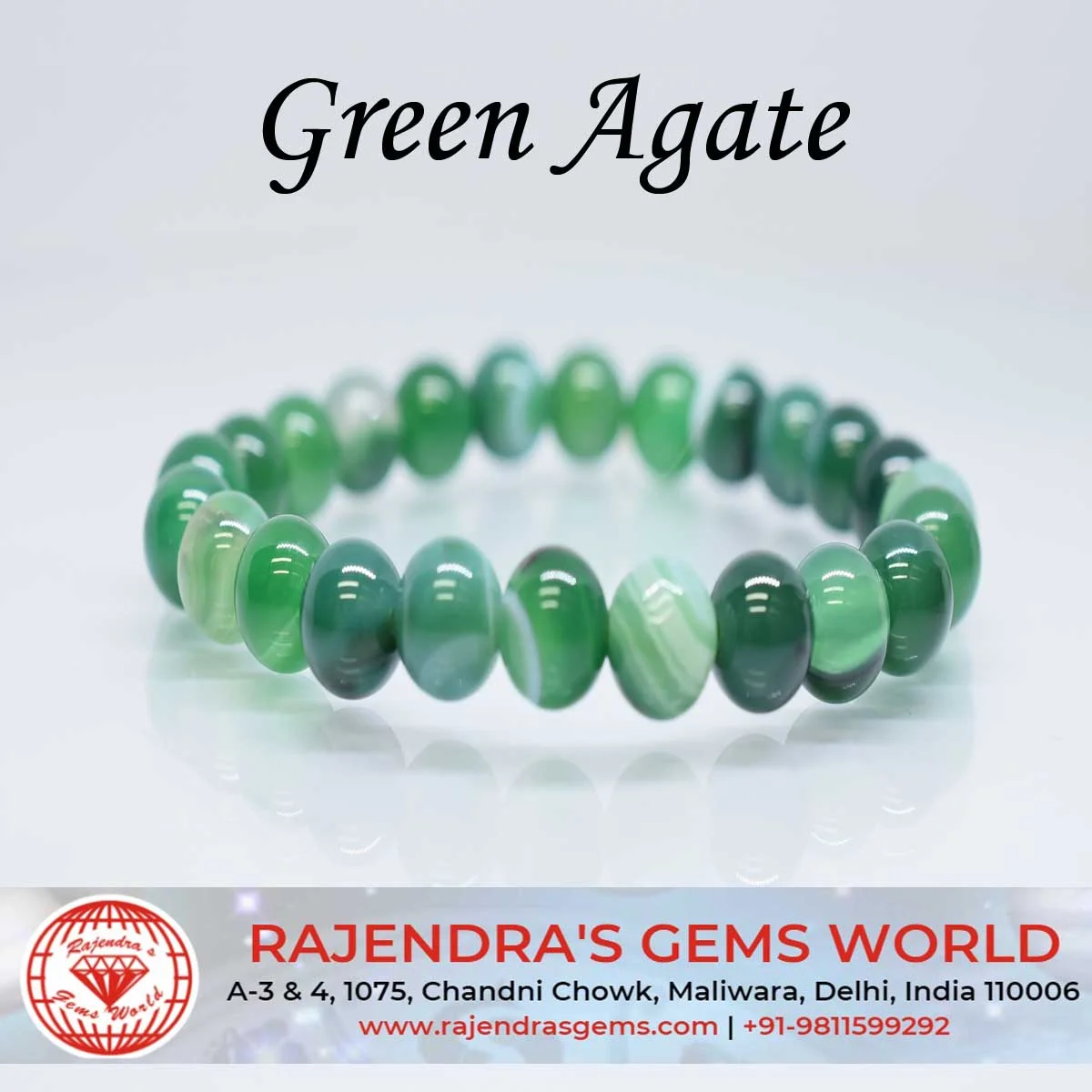 Green Agate Genuine Energy Healing Beads Stretch Bracelet