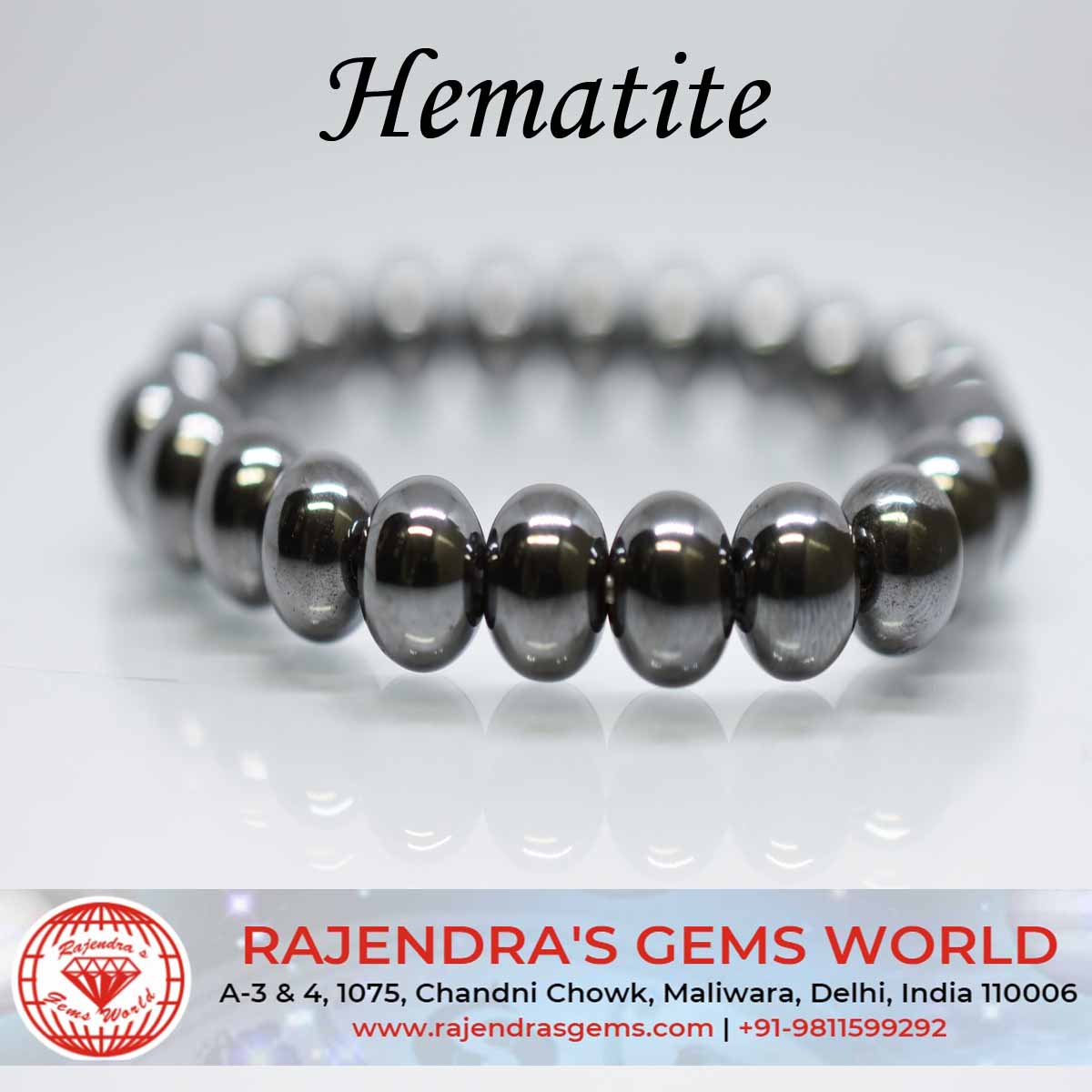 Men's HEMATITE Double Bead Bracelet