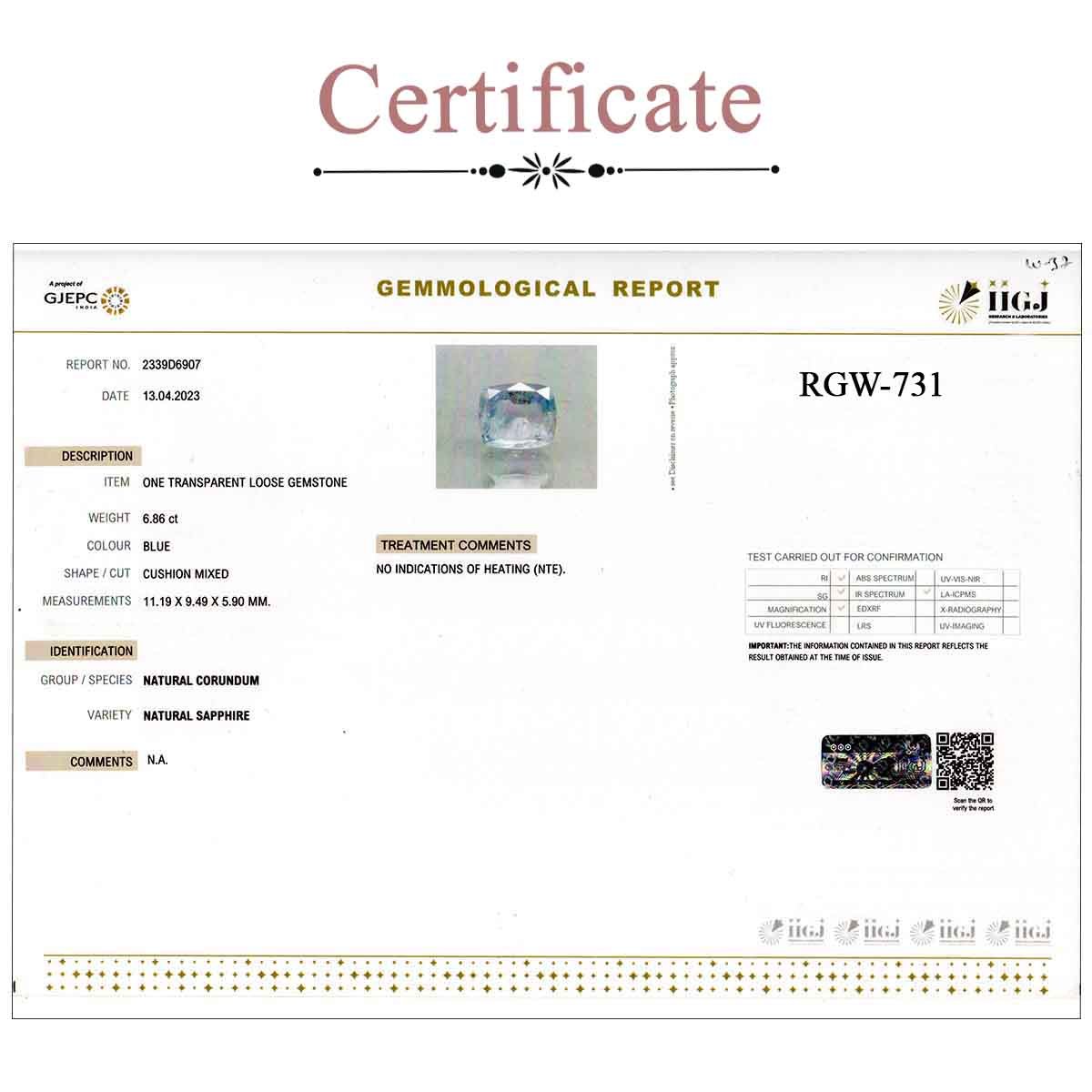 rgw-n-731-3 6.86 Carats Blue Sapphire ( 7.62 Ratti Neelam ) - Image 3