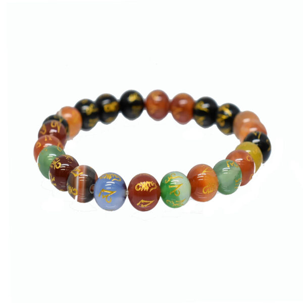 Natural Om Mantra Genuine Energy Round Beaded Bracelet