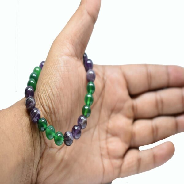 Onyx & Amethyst Stylish Gemstone Round Beaded Bracelet For Men & Women