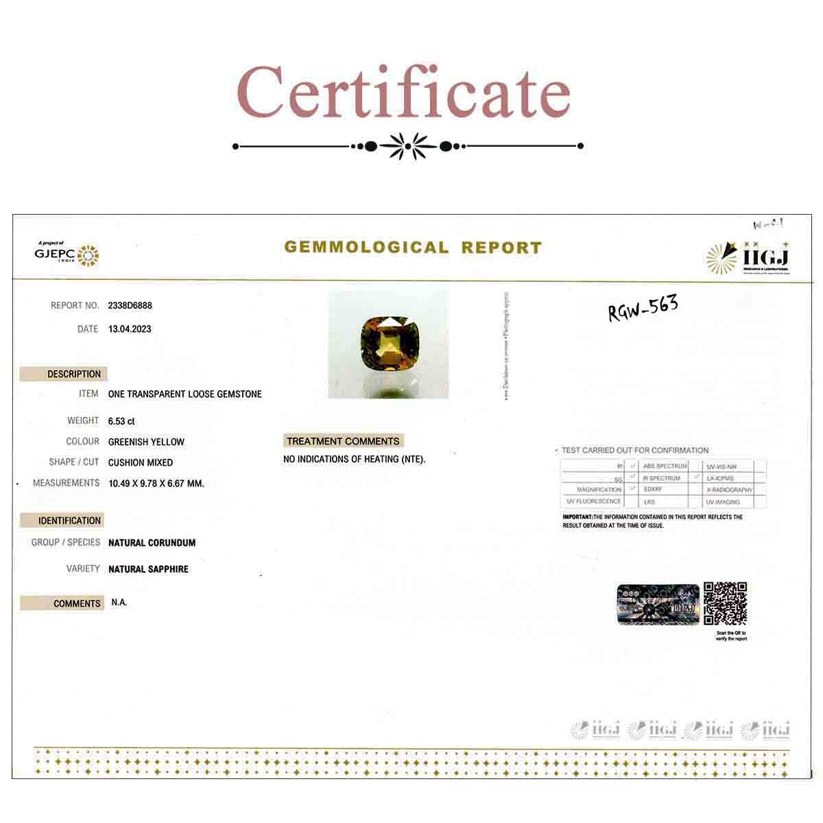 rgw-pita-563-3 6.53 carats Bi-color Sapphire ( 7.26 ratti Pitambari Neelam ) - Image 3