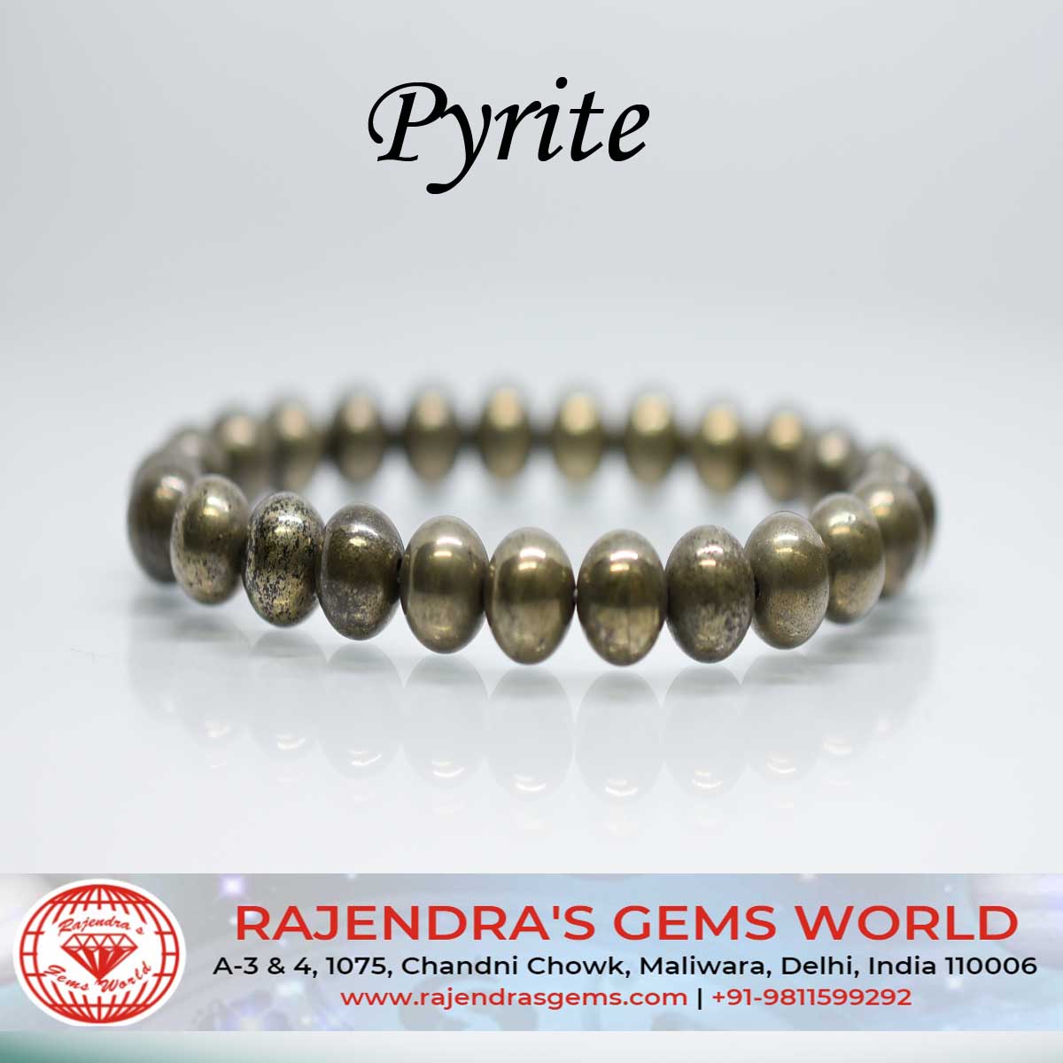 Pyrite Gemstone Beaded Bracelet For Men & Women