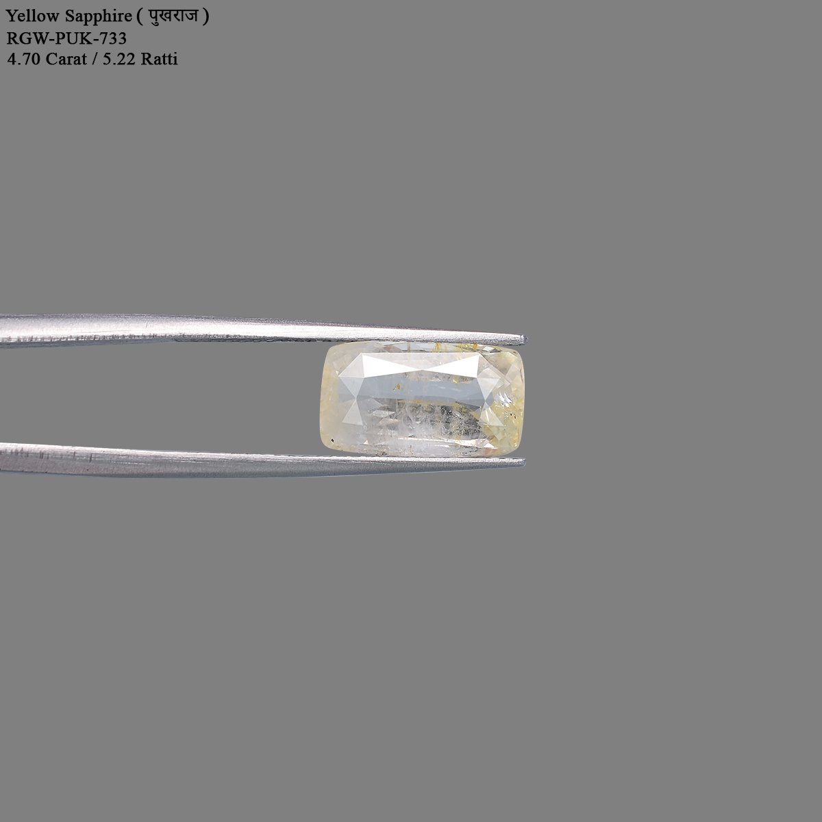 rgw-puk-733-4 4.7 Carats  Yellow Sapphire ( 5.22 Ratti Pukhraj ) - Image 4