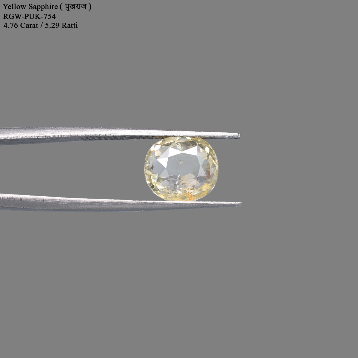 rgw-puk-754-4 4.76 Carats  Yellow Sapphire ( 5.29 Ratti Pukhraj ) - Image 4