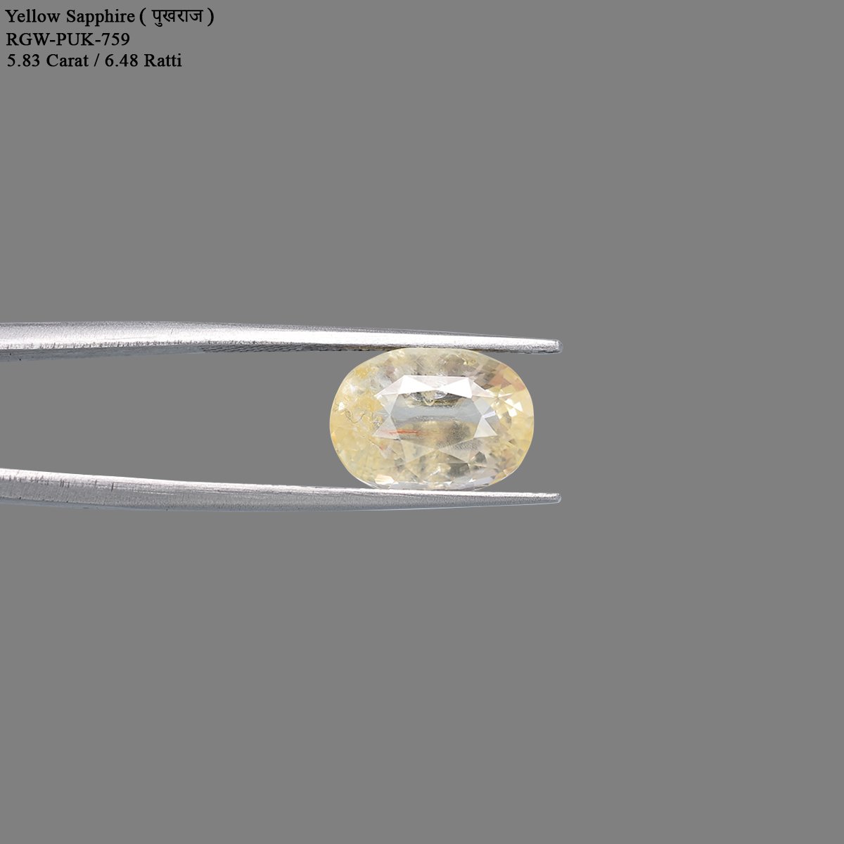 rgw-puk-759-4 5.83 Carats  Yellow Sapphire ( 6.48 Ratti Pukhraj ) - Image 4