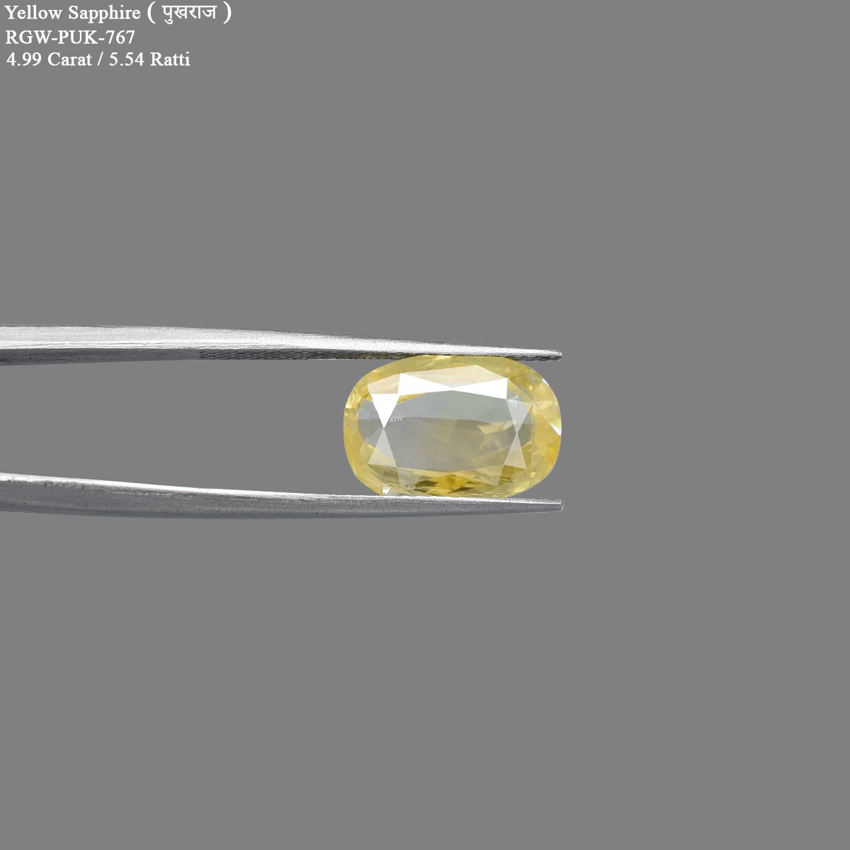 rgw-puk-767-2 4.99 Carats  Yellow Sapphire ( 5.54 Ratti Pukhraj ) - Image 2