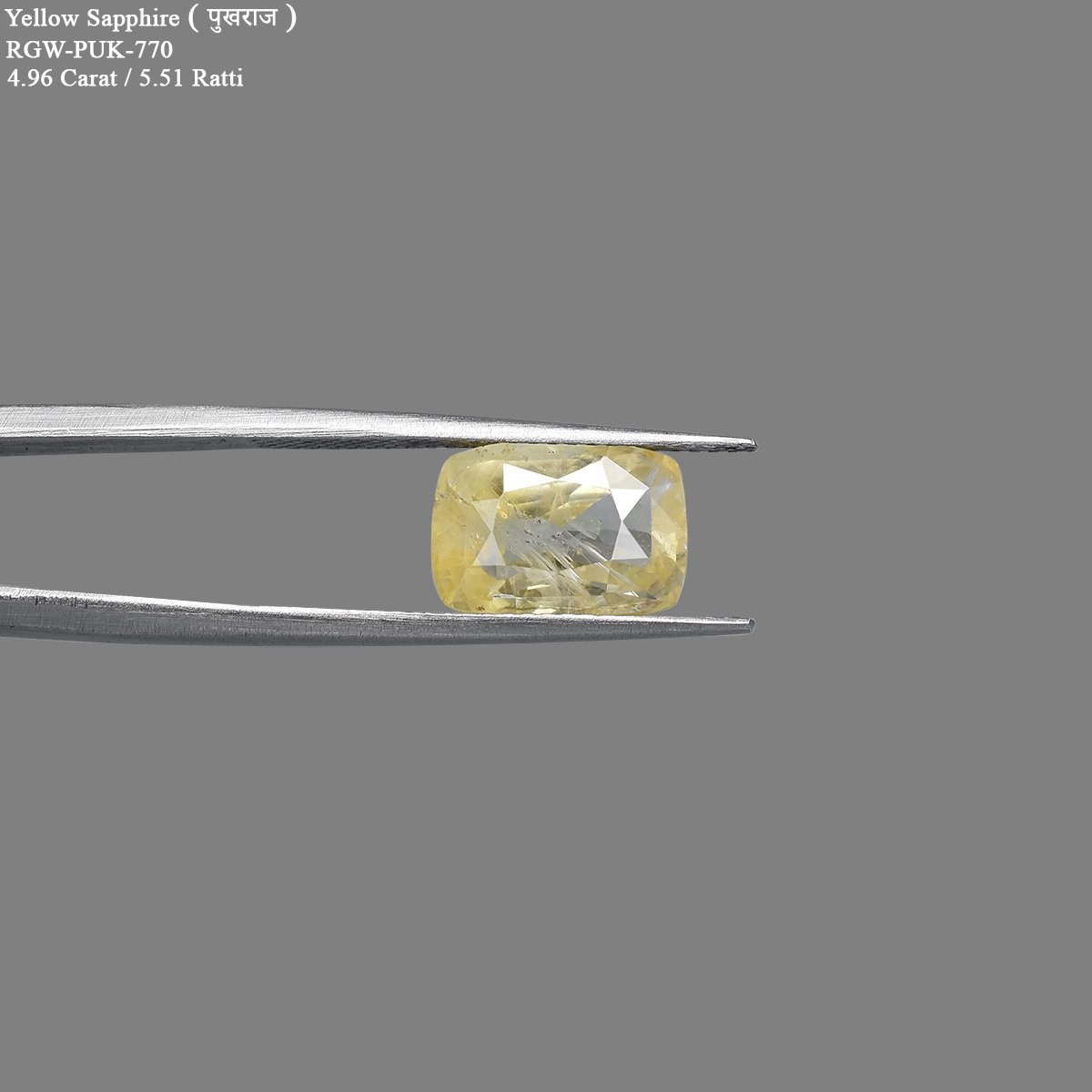 rgw-puk-770-2 4.96 Carats  Yellow Sapphire ( 5.51 Ratti Pukhraj ) - Image 2
