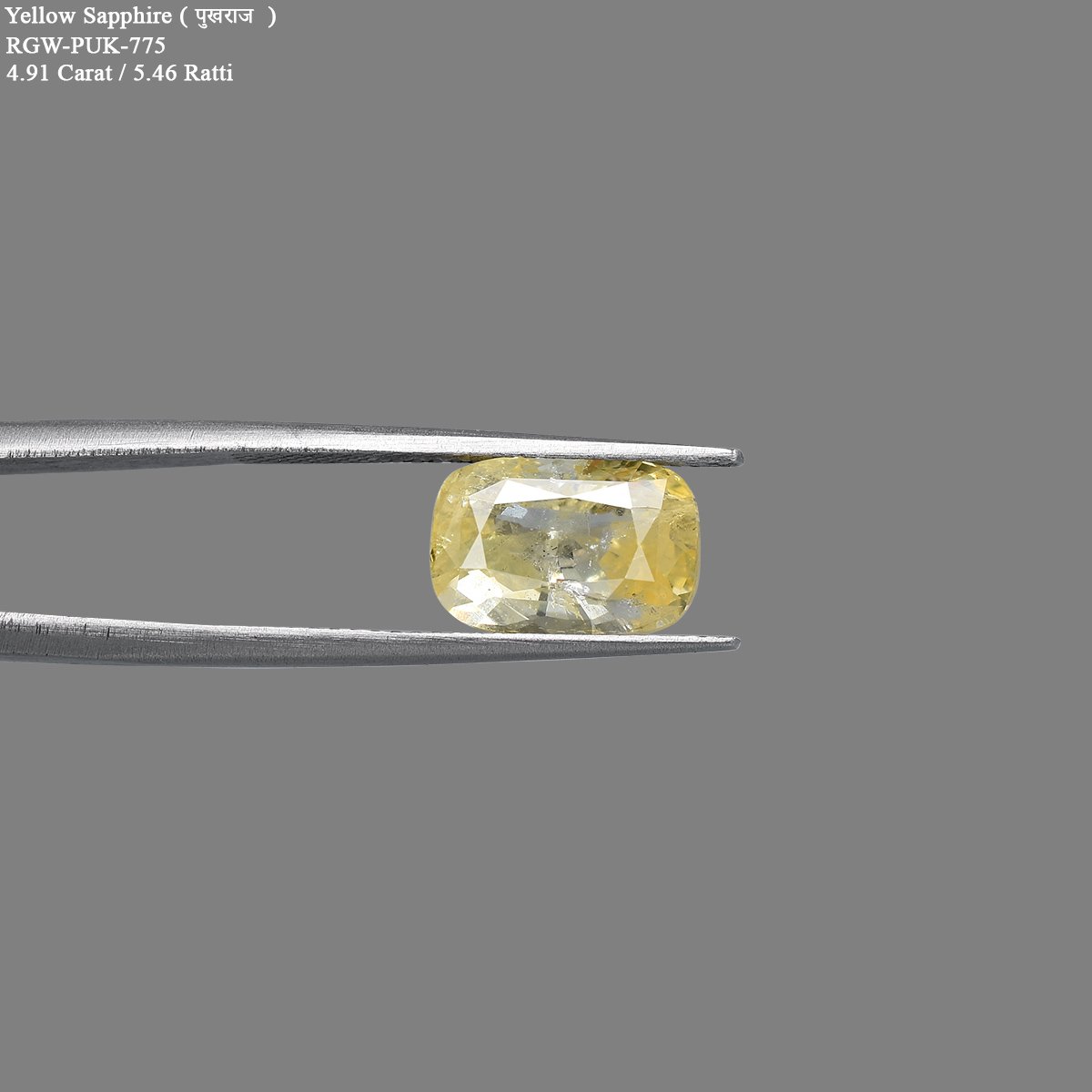 rgw-puk-775-2 4.91 Carats  Yellow Sapphire ( 5.46 Ratti Pukhraj ) - Image 2