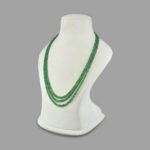 Natural Emeralds Plain Beads Necklace Mala ( 3 Lines Green )