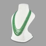 Natural Emeralds Plain Beads Necklace Mala ( 6 Lines Green )