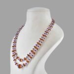 Natural Hessonite Amethyst Pearl Beads Necklace ( 2 Lines Multi Colour )