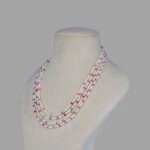 Certified and Natural Pink Sapphire and Pearl Necklace ( 4 Lines Pink )