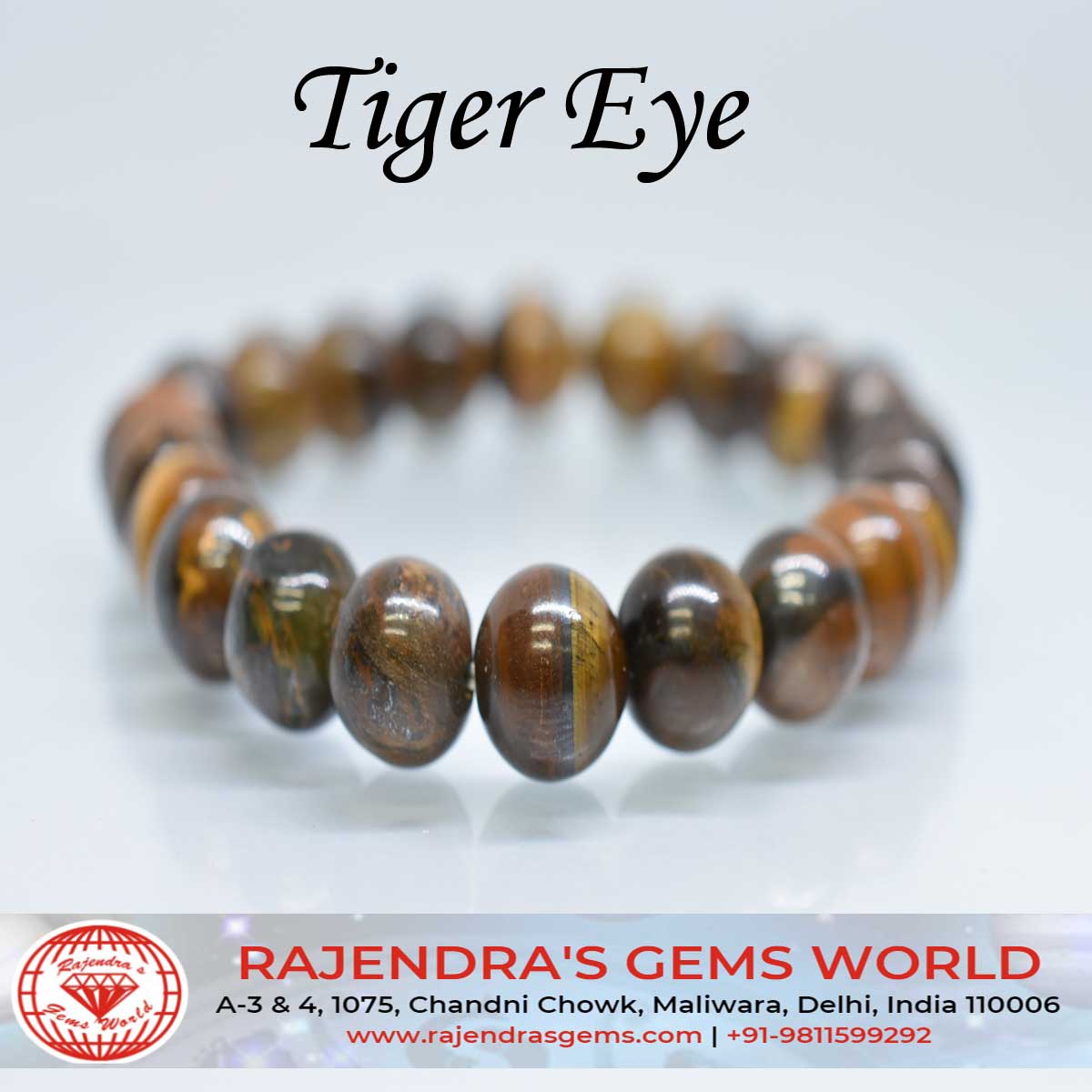 Tiger Eye Gemstone Beaded Bracelet For Men & Women