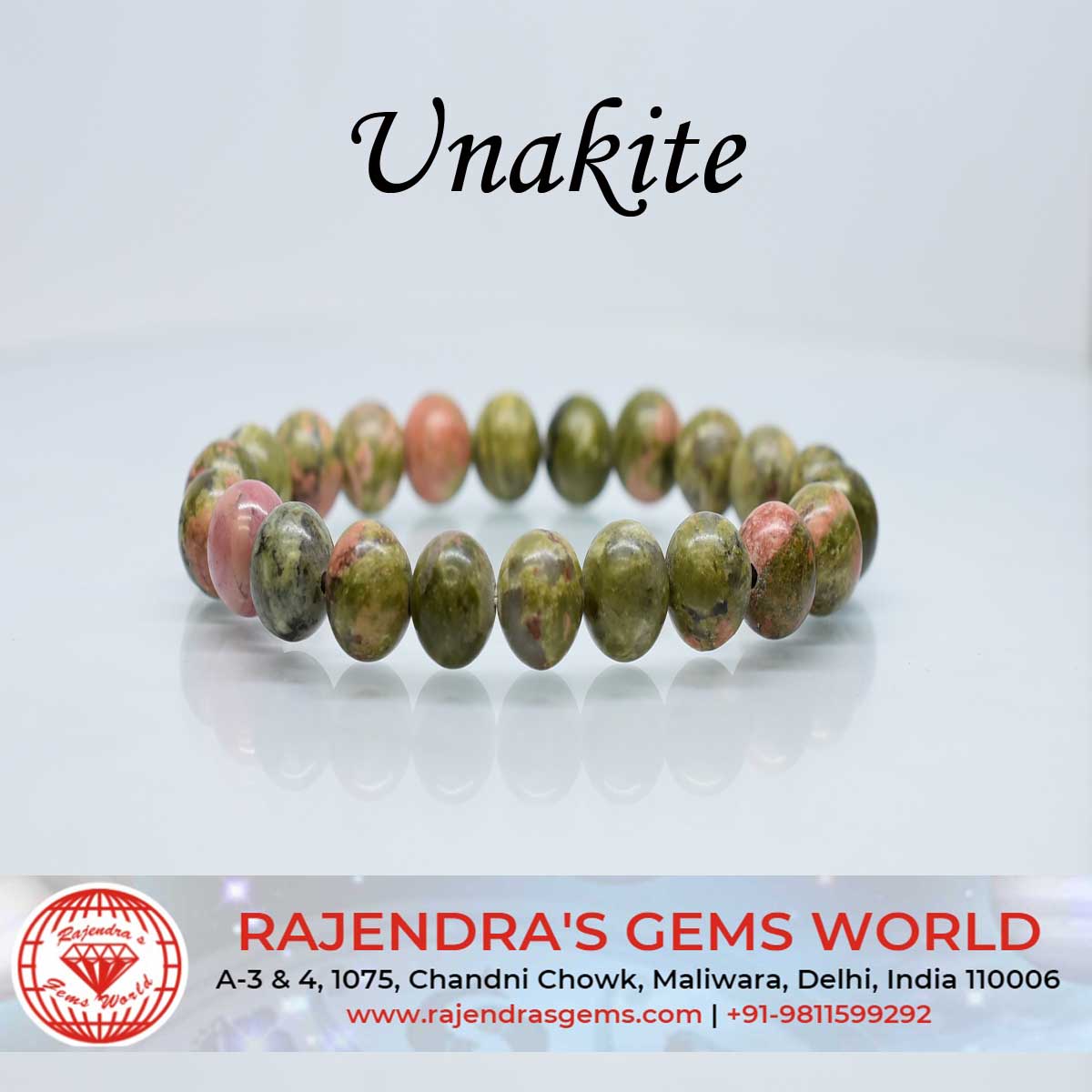 Elastic bracelet with Unakite gemstones - My Bendel